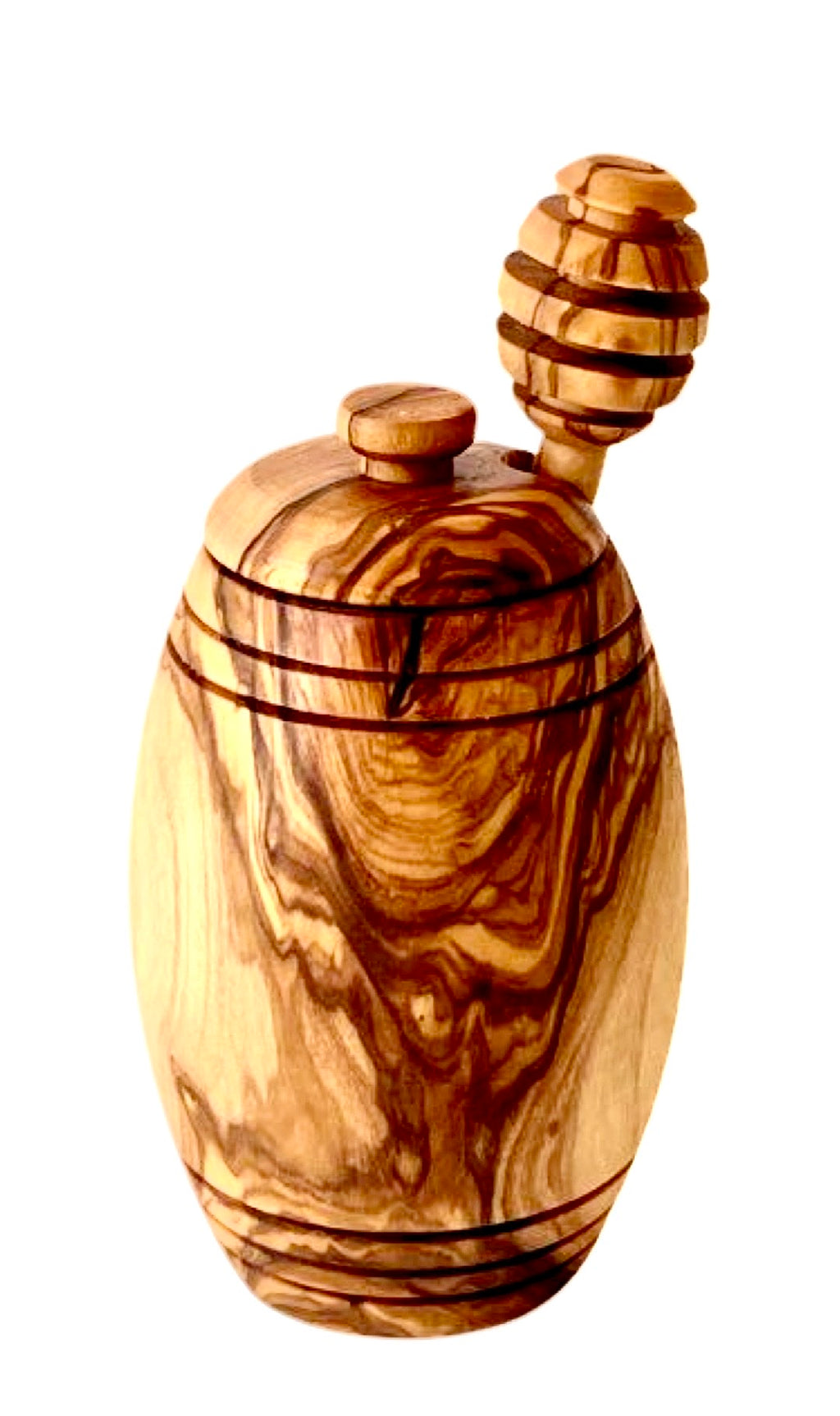 Olive Wood Honey Pot With Dipper