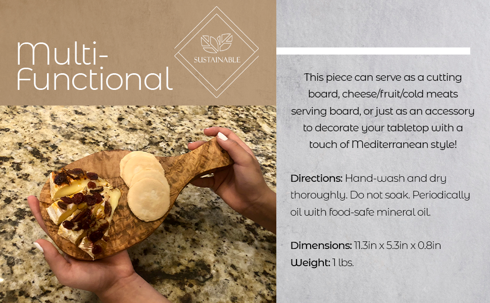 Olive Wood Cutting Board With Handle