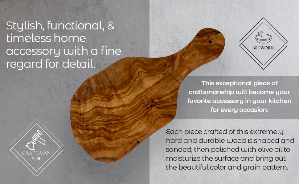 Olive Wood Cutting Board With Handle