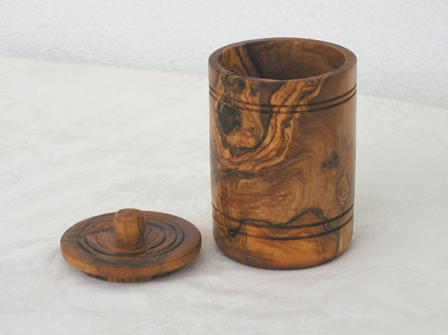 Olive Wood Salt Keeper With Lid